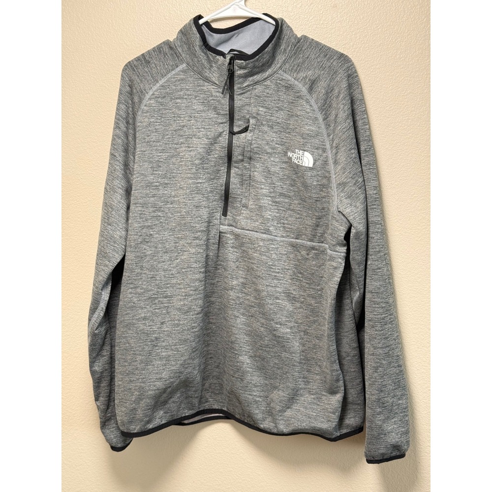 The North Face Mens XL Quarter Zip Pullover Heather Grey Active Fleece Jacket
